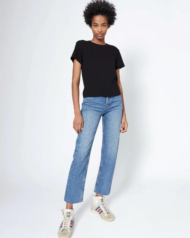 High Rise Stove Pipe Jeans Cozy Tencel Blend Denim Jeans