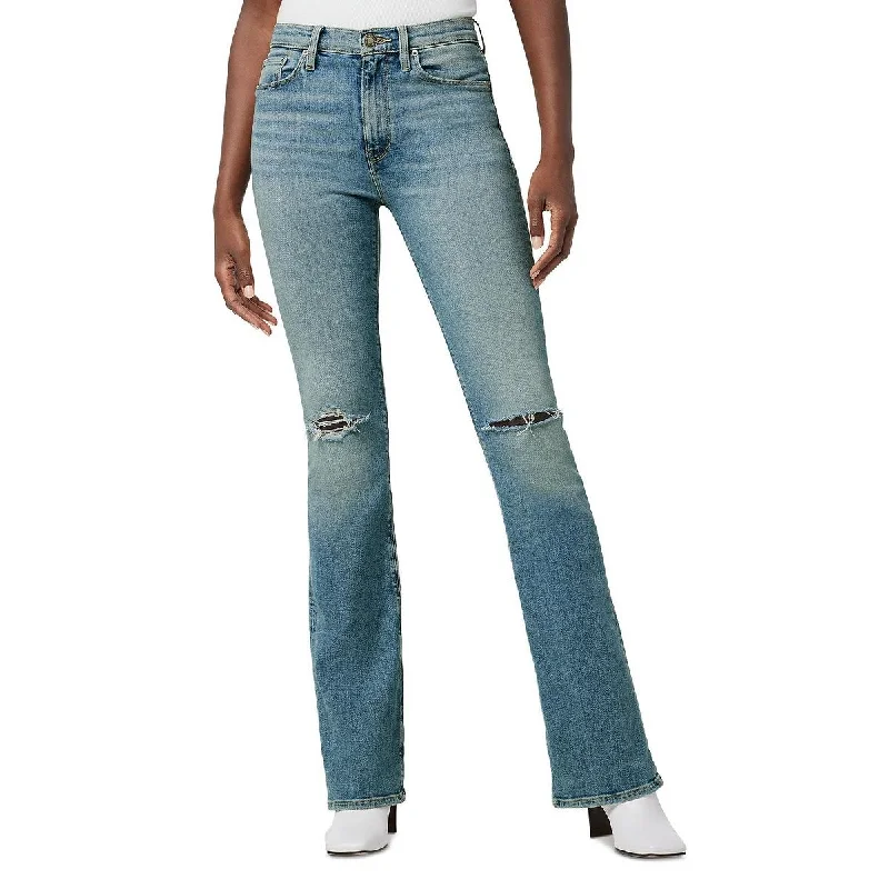 Hudson Womens Barbara High Waist Distressed Bootcut Jeans Chic Ripped Jeans