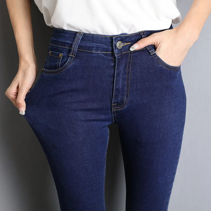 Jeans for Women mom Jeans blue gray black Woman High Elastic 36 38 40 Stretch Jeans Stylish High-Rise Mom Jeans