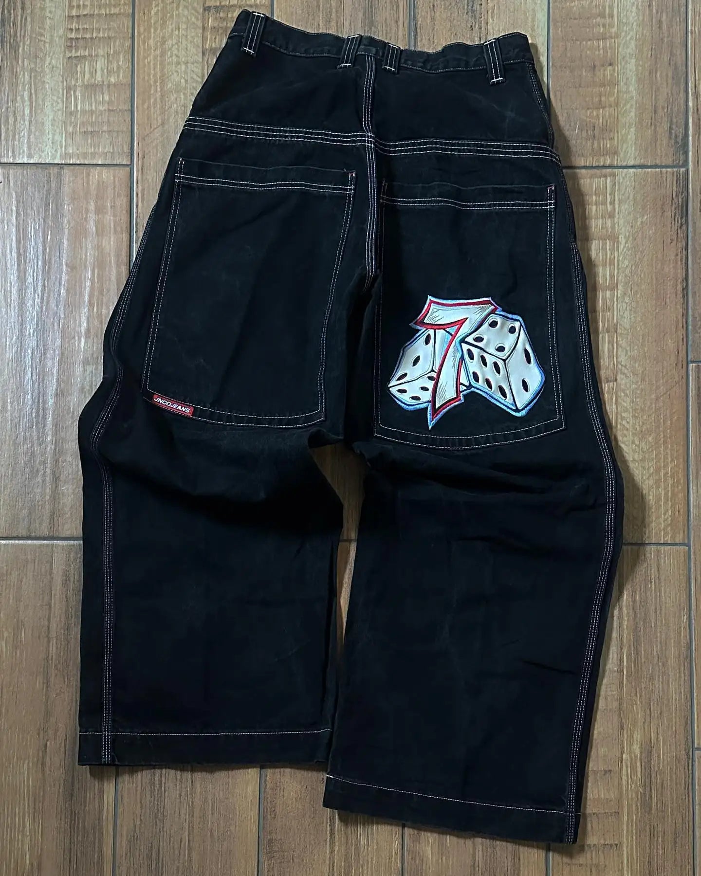 Jeans Y2K Harajuku Hip Hop Lucky 7 Graphic Print Baggy Jeans Men Trendy Classic Fit Jeans