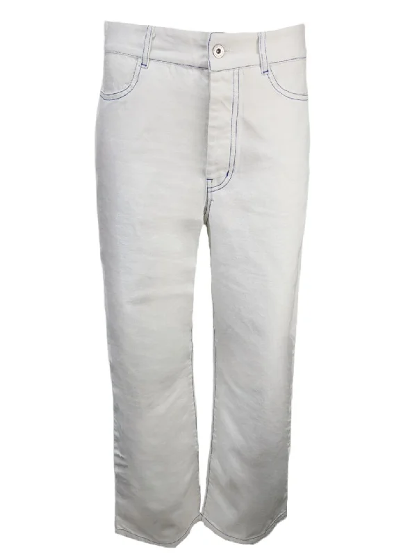 KOWTOW Women's White Flared Colored Stitching Jeans #Wh1 Medium NWOT Chic Cropped Jeans KOWTOW Women's White Flared Colored Stitching Jeans #Wh1 Medium NWOT Chic Cropped Jeans