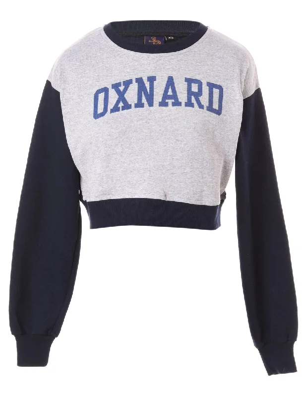 Label Caroline Cropped Sports T-shirt Front Sweatshirt Hoodie with Ribbed Hem Stretchable Secure