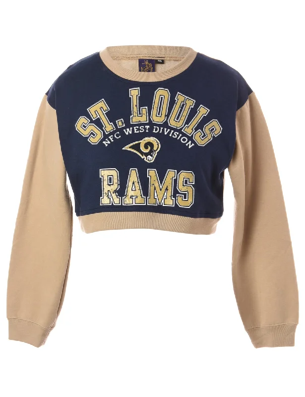 Label Caroline Cropped Sports T-shirt Front Sweatshirt Hoodie with Hem Detail Decorative Unique