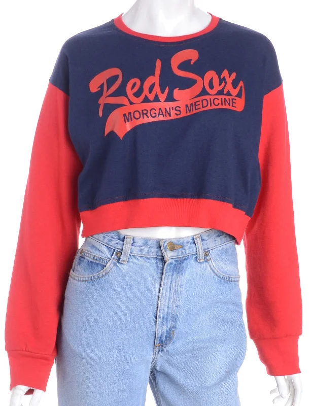Label Caroline Cropped Sports T-shirt Front Sweatshirt Hoodie with Batwing Sleeves Loose Dramatic