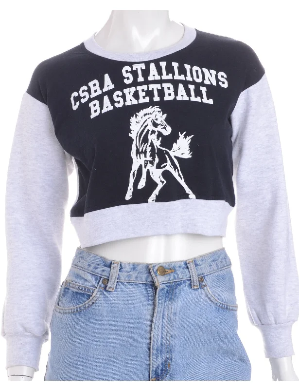 Label Caroline Cropped Sports T-shirt Front Sweatshirt Hoodie with Tie-Dye Psychedelic Retro