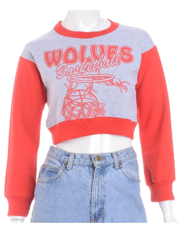 Label Caroline Cropped Sports T-shirt Front Sweatshirt Hoodie with Slim Fit Tailored Modern
