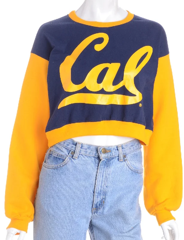 Label Caroline Cropped Sports T-shirt Front Sweatshirt Hoodie with Ribbed Neckline Snug Warm