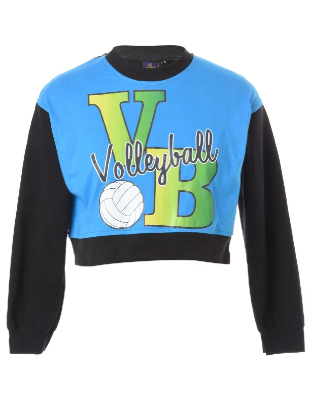 Label Caroline Cropped Sports T-shirt Front Sweatshirt Hoodie with Hem Frayed Vintage Worn