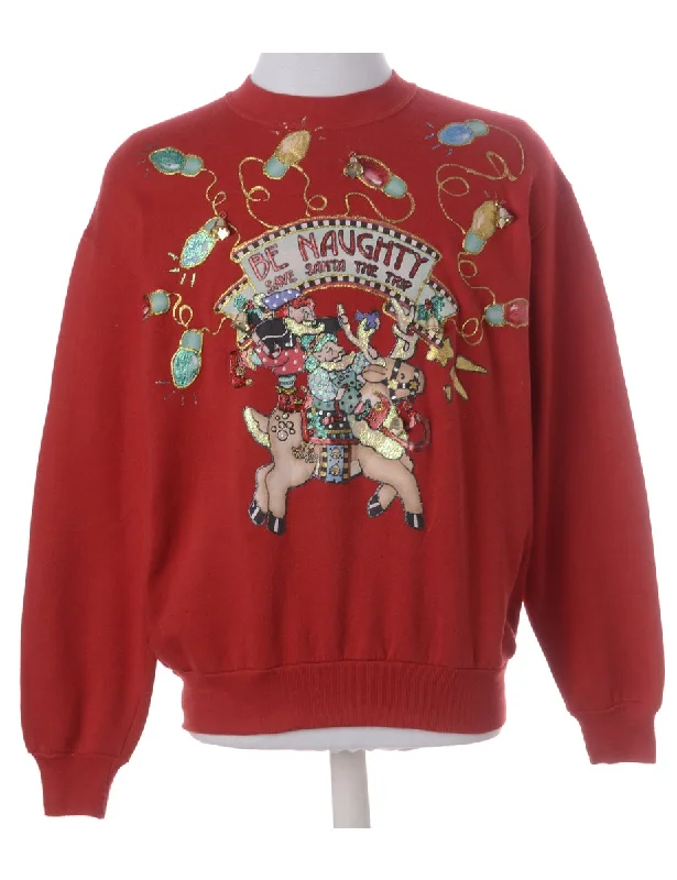 Label Christmas Sweatshirt With Bells Hoodie with Hem Elastic Stretchable Comfortable