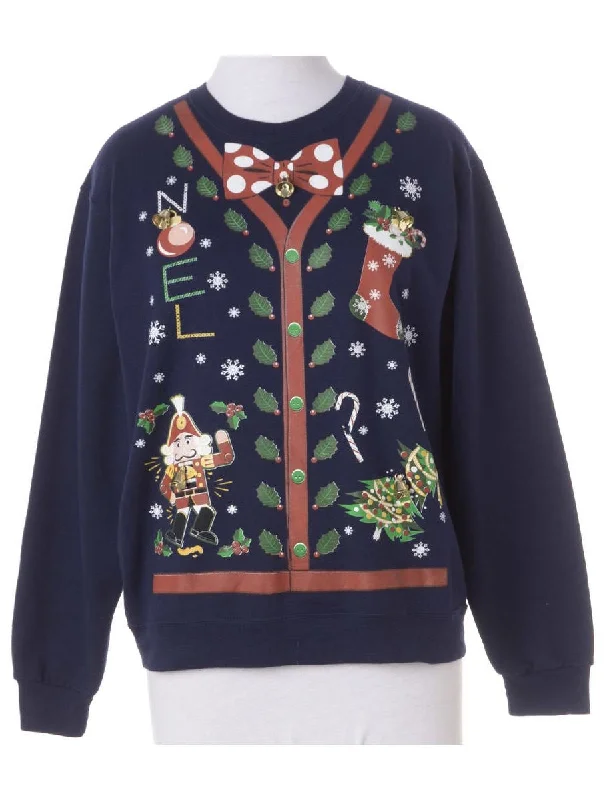 Label Christmas Sweatshirt With Bells Hoodie with Hem Drawcord Adjustable Customizable