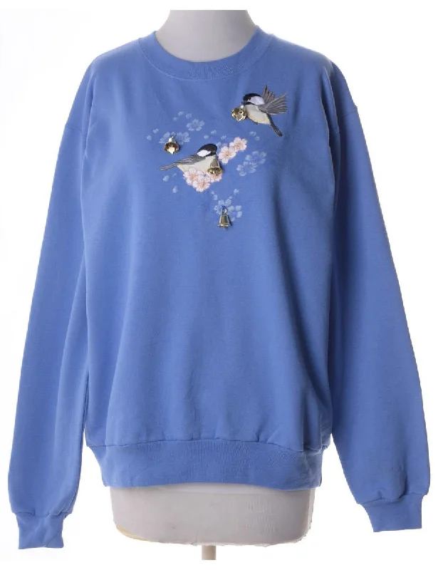 Label Christmas Sweatshirt With Bells Hoodie with Hem Embroidery Detailed Premium