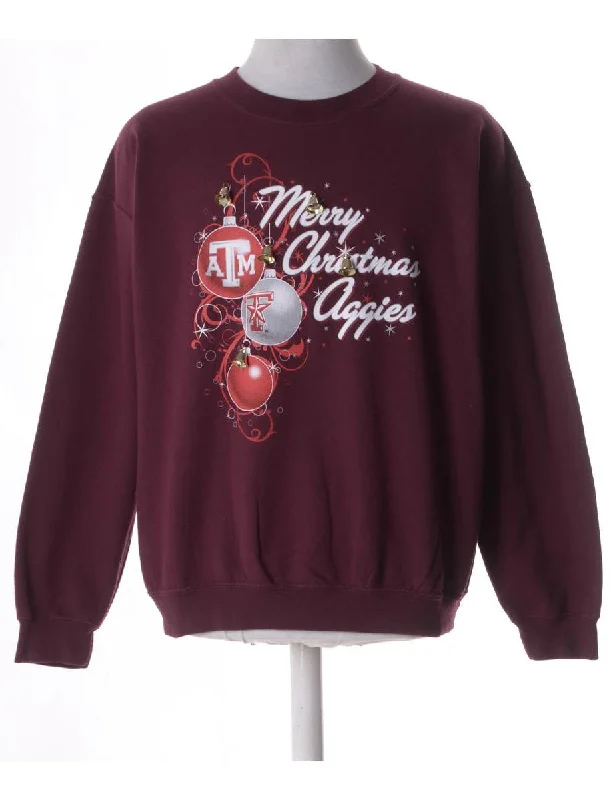 Label Christmas Sweatshirt With Bells Hooded Sweatshirt Casual Wear Street Style