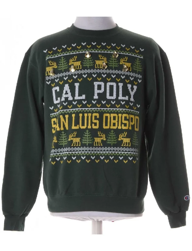 Label Christmas Sweatshirt With Bells Hoodie with Neon Bright Vibrant
