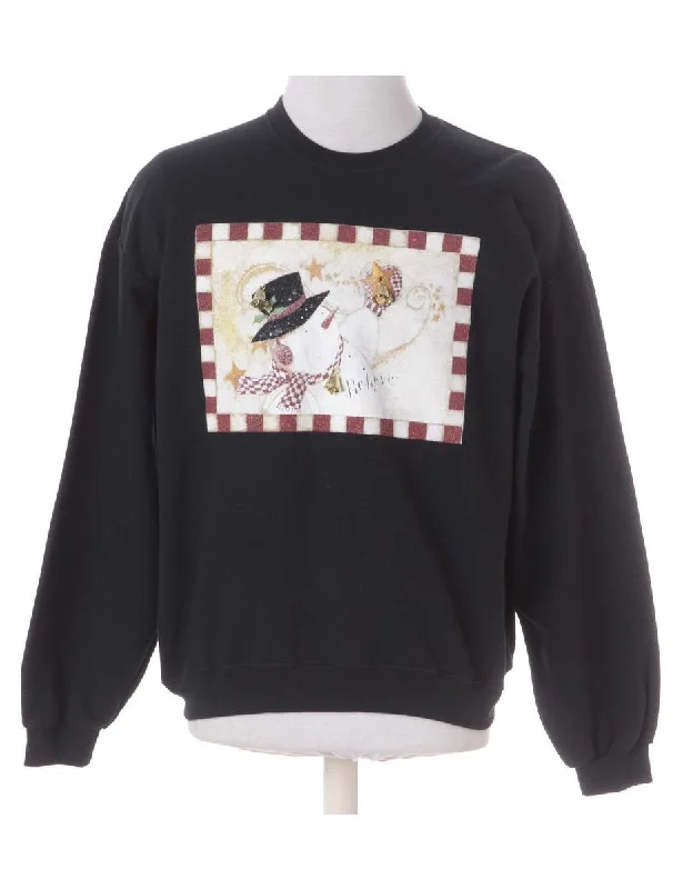 Label Christmas Sweatshirt With Bells Hoodie with Monochrome Minimalist Simple