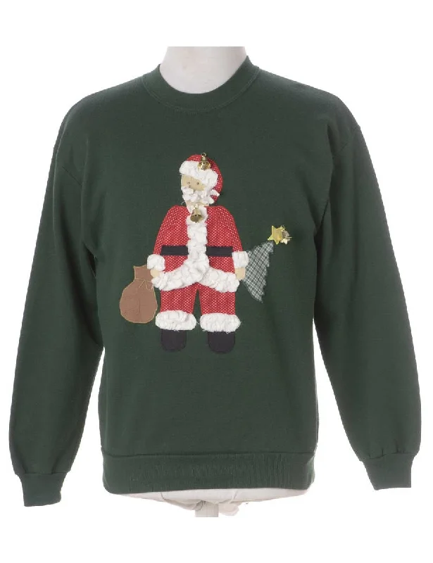 Label Christmas Sweatshirt With Bells Hoodie with Distressed Vintage Worn