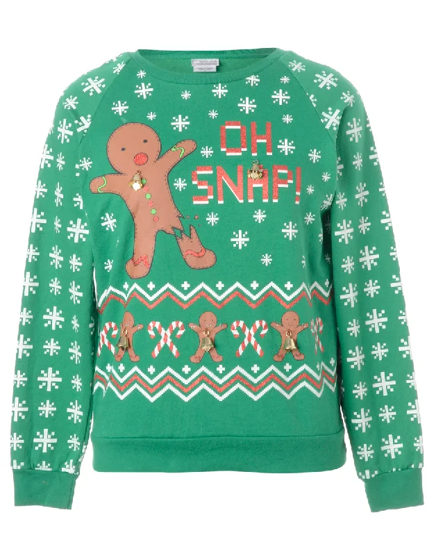 Label Christmas Sweatshirt With Bells Hoodie with Longline Fit Extended Stylish