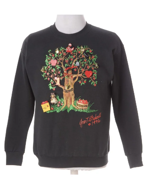 Label Christmas Sweatshirt With Bells Hoodie with Hem Patch Decorative Personalized
