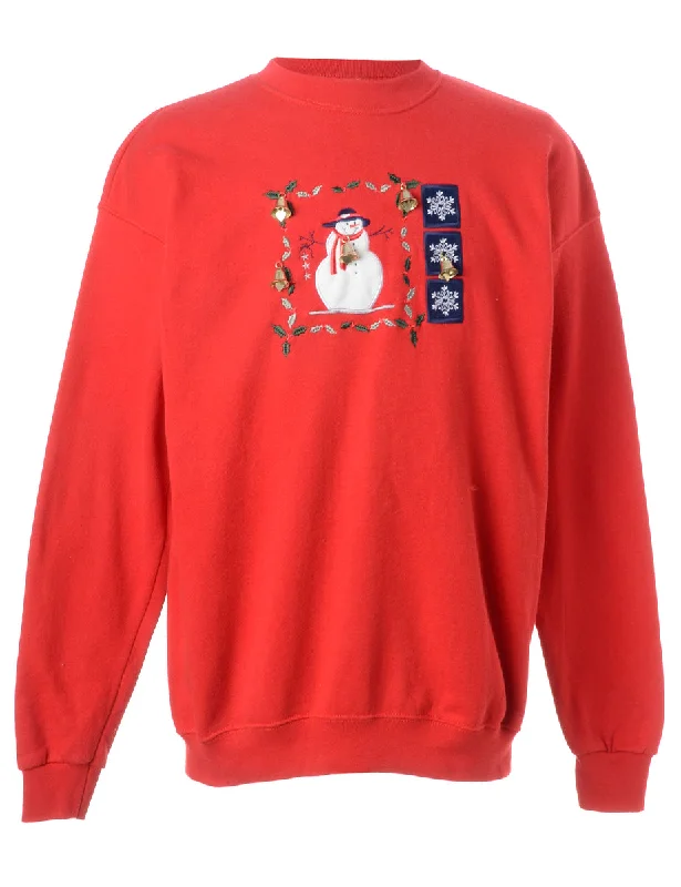 Label Christmas Sweatshirt With Bells Cotton Hoodie Fleece Lining Warmth