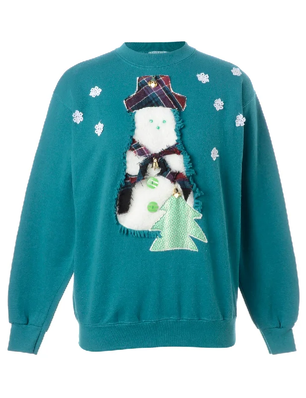 Label Christmas Sweatshirt With Bells Hoodie with Thumb Holes Functional Cozy