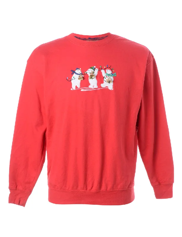 Label Christmas Sweatshirt With Bells Hoodie with Drawcord Adjustable Secure