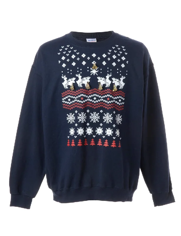 Label Christmas Sweatshirt With Bells Hoodie with Typography Text Message