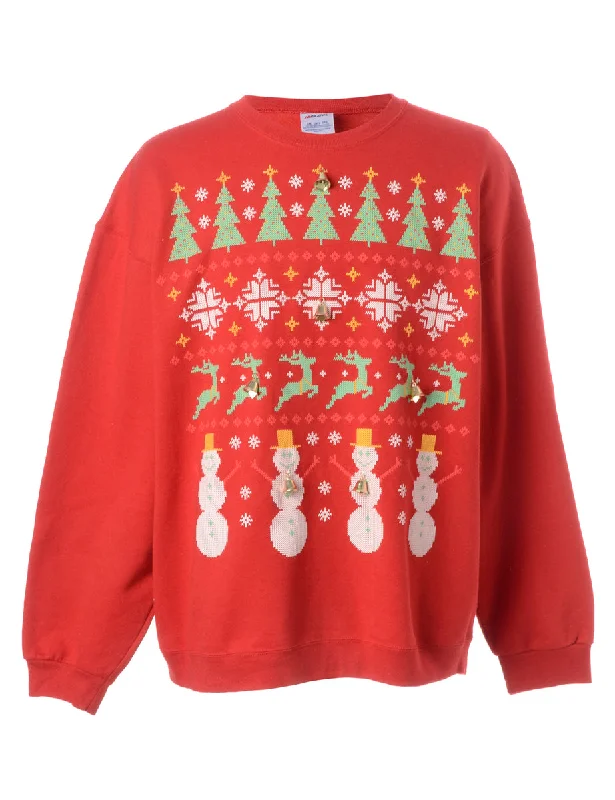 Label Christmas Sweatshirt With Bells Hoodie with Gradient Ombre Colorful