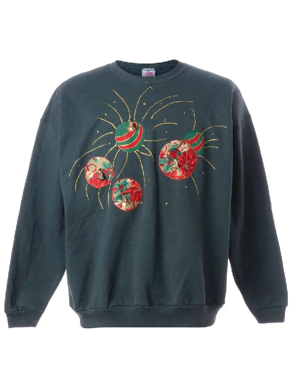 Label Christmas Sweatshirt With Bells Hoodie with Neon Bright Vibrant