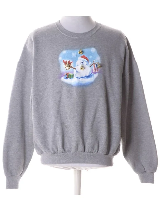 Label Christmas Sweatshirt With Bells Hoodie with Drawcord Adjustable Secure