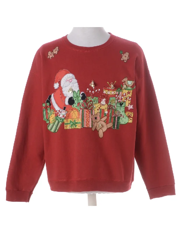Label Christmas Sweatshirt With Bells Hoodie with Rhinestones Sparkly Elegant