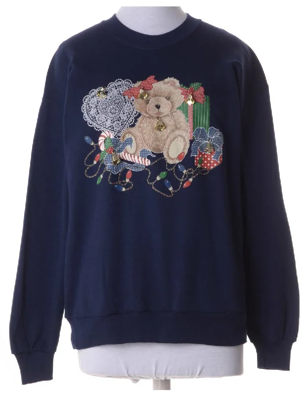 Label Christmas Sweatshirt With Bells Hoodie with Distressed Vintage Worn