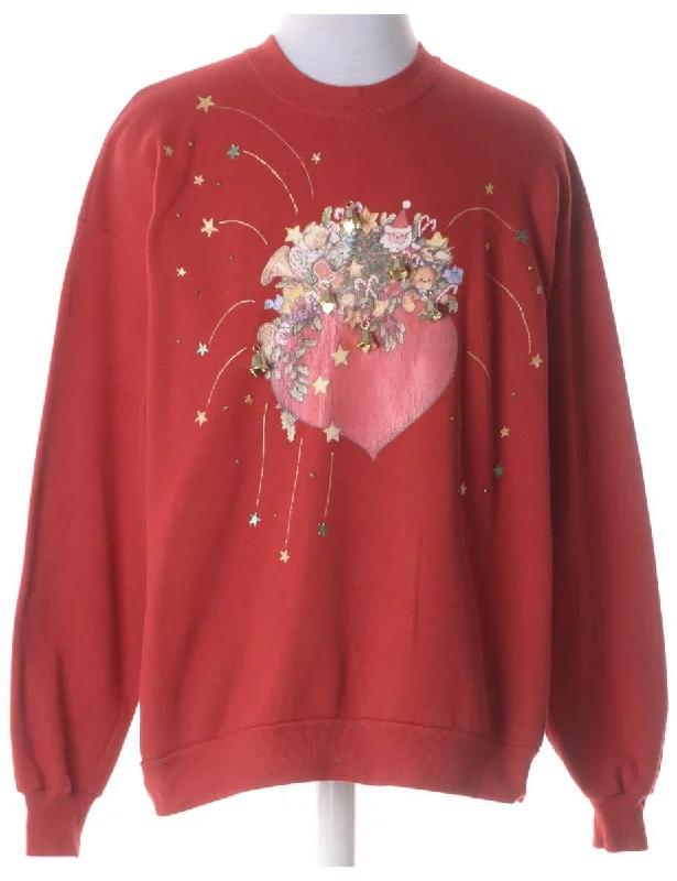 Label Christmas Sweatshirt With Bells Hoodie with Velcro Closure Adjustable Secure