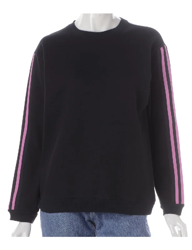 Label Corey Branded Stripe Sleeve Sweatshirt Hoodie with Mock Neck Collared Structured