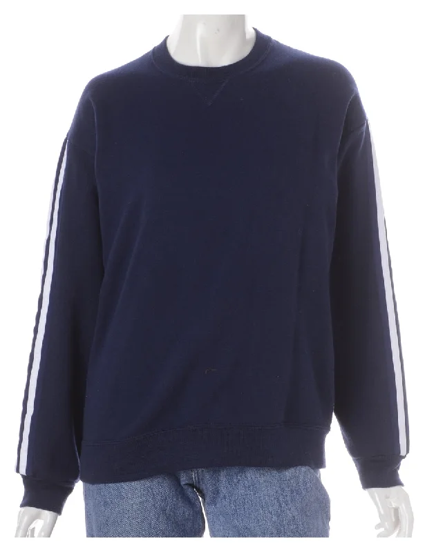 Label Corey Branded Stripe Sleeve Sweatshirt Hoodie with Snap Buttons Easy Quick