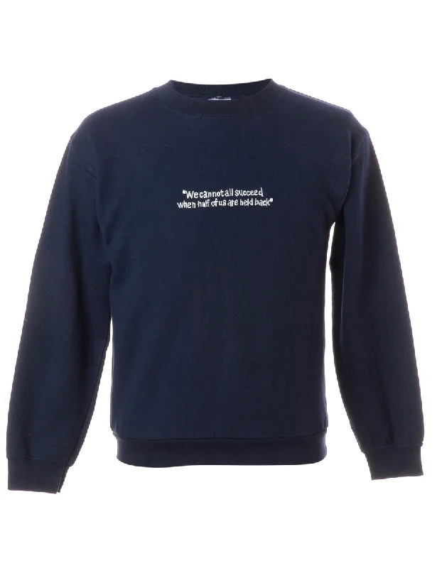 Label Embroidered Succeed Motto Sweatshirt Hoodie with Ribbed Hem Stretchable Secure