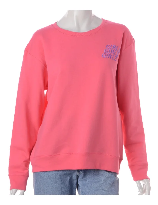 Label Embroidered Sweatshirt Hoodie with Button Classic Timeless