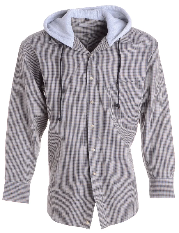 Label Grey Theo Hooded Shirt Hoodie with Relaxed Fit Easy Casual