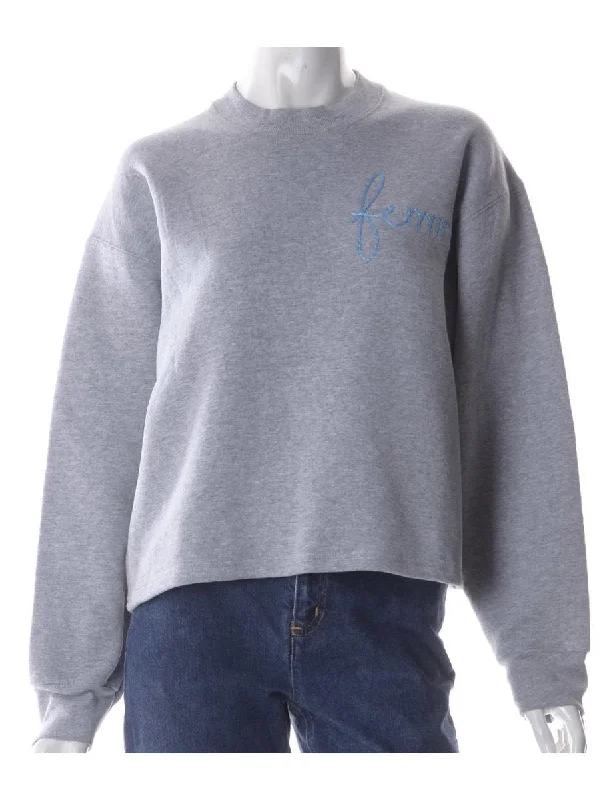 Label Hand Embroidered Sweatshirt Hoodie with Batwing Sleeves Loose Dramatic