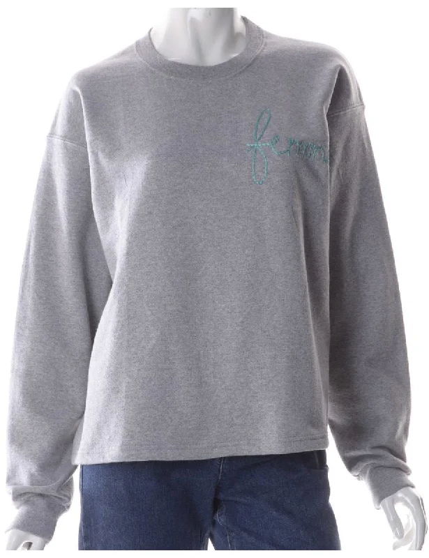 Label Hand Embroidered Sweatshirt Hoodie with High Neck Warm Protective