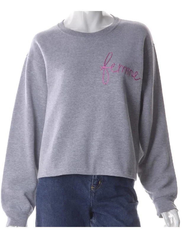 Label Hand Embroidered Sweatshirt Hoodie with Magnetic Closure Innovative Modern