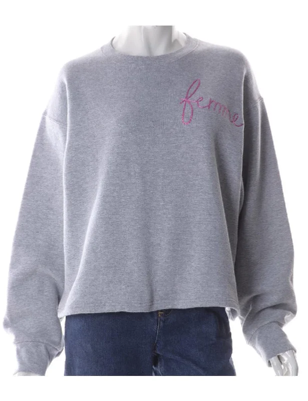 Label Hand Embroidered Sweatshirt Hoodie with Drawstring Waist Adjustable Fitted