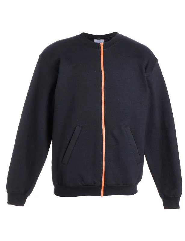 Label Idris Zip Front Sweatshirt Hoodie with Hem Contrast Bold Stylish