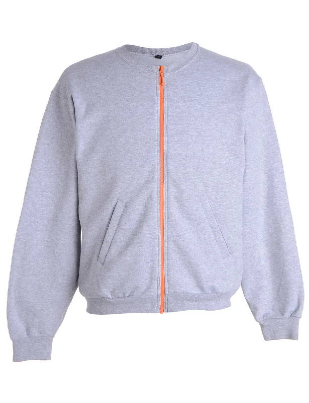 Label Idris Zip Front Sweatshirt Hoodie with Embroidery Detailed Premium