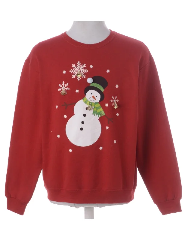 Label Jingle Bells Sweatshirt Hoodie with Distressed Vintage Worn