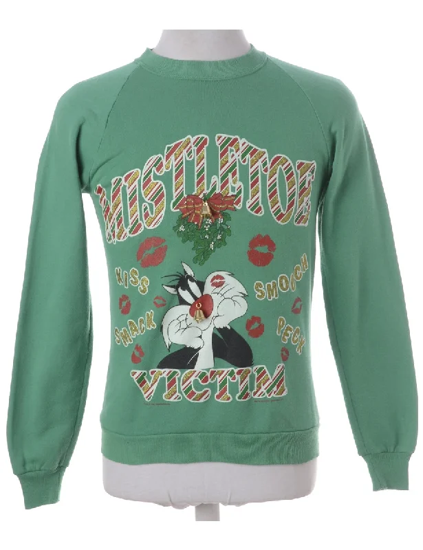 Label Jingle Bells Sweatshirt Hoodie with Cropped Fit Short Trendy