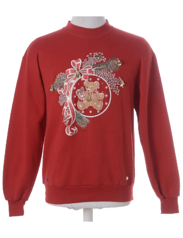 Label Jingle Bells Sweatshirt Hoodie with Raglan Sleeves Sporty Comfortable