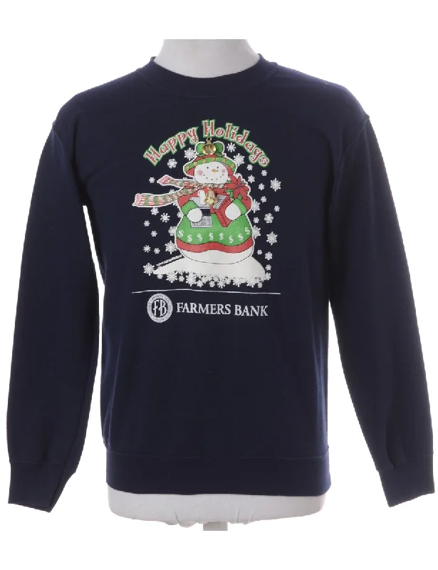 Label Jingle Bells Sweatshirt Hoodie with Mock Neck Collared Structured