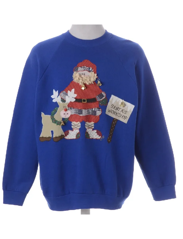 Label Jingle Bells Sweatshirt Hoodie with Double Zipper Versatile Adjustable