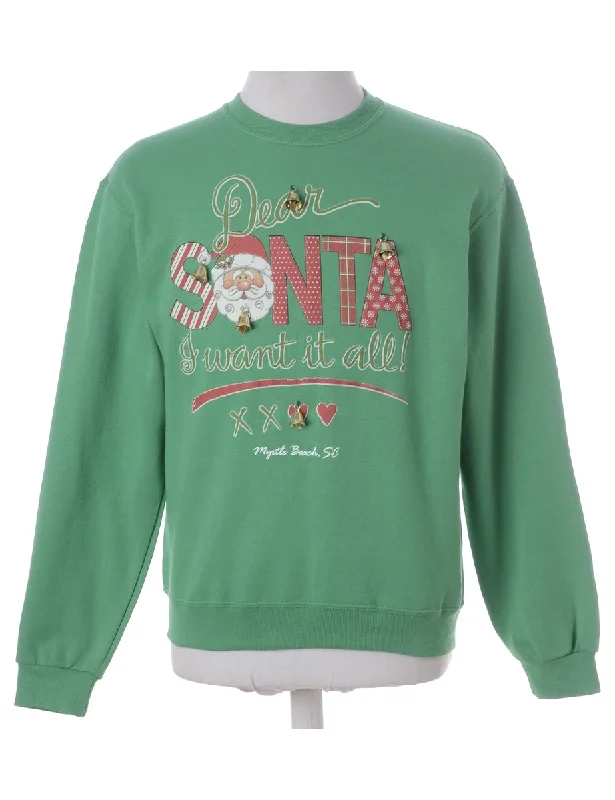 Label Jingle Bells Sweatshirt Hoodie with Snap Buttons Easy Quick