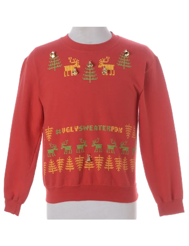 Label Jingle Bells Sweatshirt Hoodie with Velcro Closure Adjustable Secure