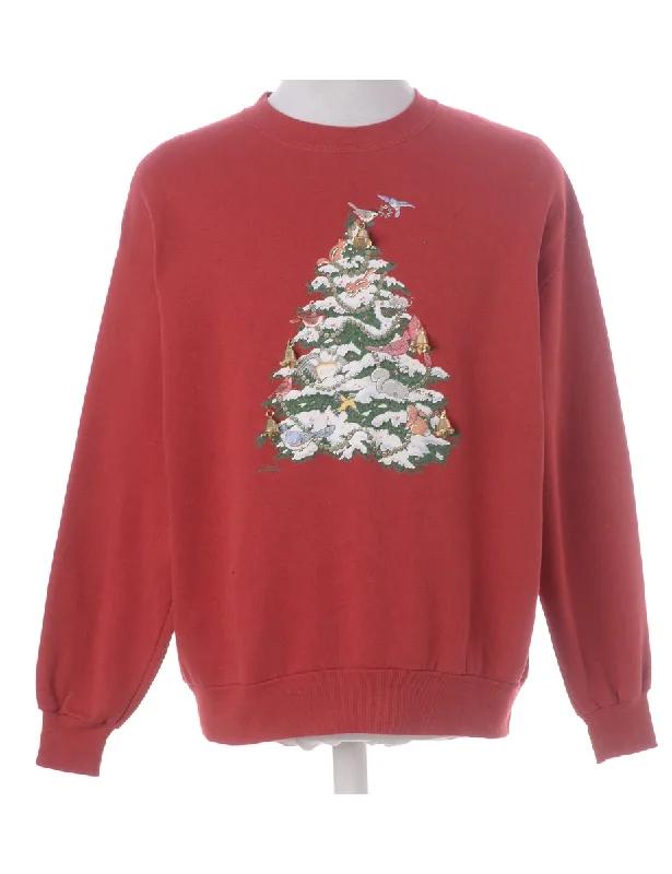 Label Jingle Bells Sweatshirt Hoodie with Belted Waist Structured Tailored